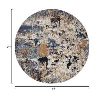 Keen Home Design Abstract Non-Shedding Rug, Soft Thick Pile, 8 ft Round | Polypropylene High Pile, Jute Back; Ideal For Living Room, Bedroom, Dining Room - color: Skies Multi, size: 7'10" (Round)