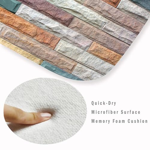 Non-Skid Low Pile Sponge Foam Door Entry Rug for Bathroom Mat,Separate Tub Shower Skid Proof Rugs, Home 3D Optical Illusion Rug Non Slip Bath Mats Welcome Mat 47 x 17.5 inches - color: Multi14