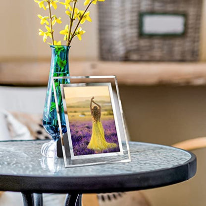 Hoikwo Bulk 5x7 Picture Frames, 6 Packs Silver Photo Frames 5 by 7, Glass Wedding Frames 5x7, Clear Mirror Wedding Photo Frames, Only for Tabletop Display Vertically or Horizontally - size: 5x7-6 Frames