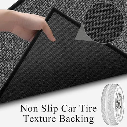 12ft Natural Jute Kitchen Rug Non Slip Washable, Rubber Backed Hallway Carpet Runner, Absorbent Laundry Room Runner Mat - color: Black, size: 2'4" x 12' (Rectangular)