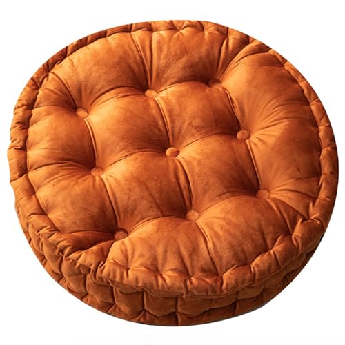 Meditation Floor Pillow, Large Round Floor Pillows Seating Cushion for Adult Thick Fill for Yoga Living Room Tatami, Orange, 24x24 Inch - color: Orange