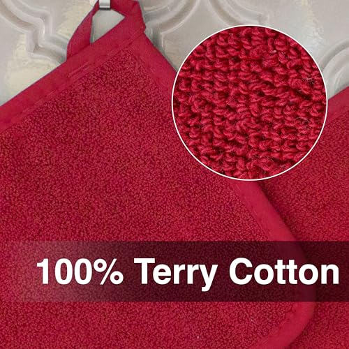 RITZ Terry Potholder & Hot Pad: Unparalleled Heat Resistant, Durable 100% Cotton – Ergonomically Designed for Optimal Grip – Easy-Care Machine Washable – 2-Pack, Paprika - color: Paprika Red, size: 2-Pack