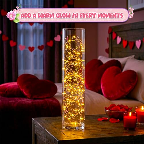 16" Tall Cylinder Glass Vase, 3.5" Wide - Clear Glass Vase for Centerpiece, Floor Vase, Flowers, Candle Holder, Wedding Table Decor by 4E's Novelty