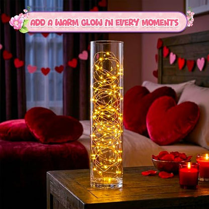 16" Tall Cylinder Glass Vase, 3.5" Wide - Clear Glass Vase for Centerpiece, Floor Vase, Flowers, Candle Holder, Wedding Table Decor by 4E's Novelty