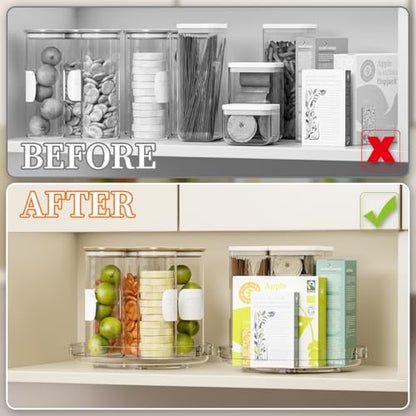 4 Pack Rotating Small Lazy Susan Turntable Organizer for Cabinet,9.5 Inch Clear Acrylic Spice Rack,Turn Table Organizers for Refrigerator,Kitchen,Pantry and Vanity Makeup,Bathroom Countertop Organizer - size: Pack of 4