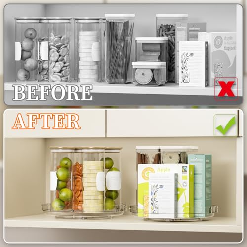 SUOXING 2 Pack Rotating Small Lazy Susan Turntable for Cabinet,9.5 Inch Clear Acrylic Spice Rack,Turntable Organizer for Refrigerator,Kitchen,Pantry and Vanity Makeup,Bathroom Countertop Organizer - size: Pack of 2