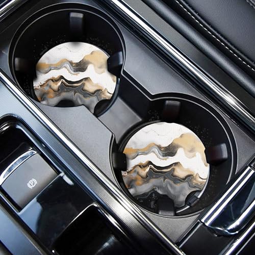 WOCOCN Cute Cup Holder Coasters for Your Car with Fingertip Grip, Marble | Auto Accessories for Women & Men,Pack of 2 - color: Marble