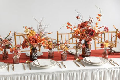 Serra Flora Artificial Greenery Stems Filler Combo Box Set,48pcs with 8 Kinds of Faux Foliage Picks for DIY Bridal Bouquets Wedding Flowers Arrangement Party Table Centerpieces - color: Brown &Orange
