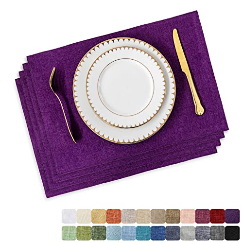 Home Brilliant Cloth Placemats Set of 4 Heat Resistant Dining Table Place Mats for Kitchen Table, 13 x 19 inches, Purple - color: Purple, size: Placemats 13" x 19", Set of 4
