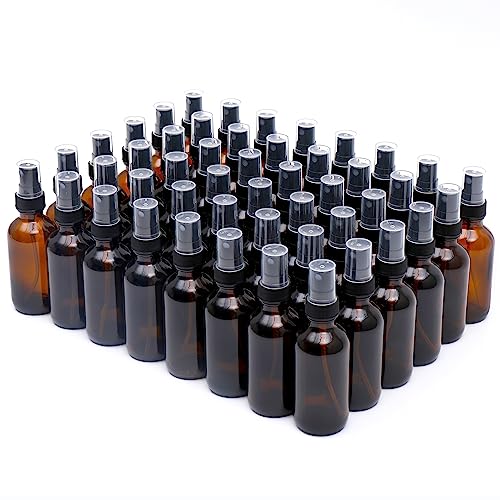 NOOEEISS Amber Glass Small Spray Bottle 2 oz 48 Packs,Fine Mist Sprayer Small Clear Bottles,Refillable Containers mini spray bottles for Cleaning Solutions and Skin Care (Amber 48pcs) - color: Amber, size: 48Pack