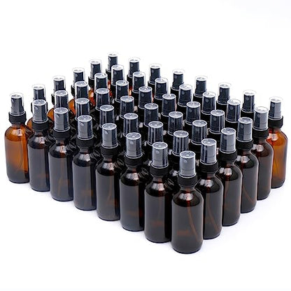 NOOEEISS Amber Glass Small Spray Bottle 2 oz 48 Packs,Fine Mist Sprayer Small Clear Bottles,Refillable Containers mini spray bottles for Cleaning Solutions and Skin Care (Amber 48pcs) - color: Amber, size: 48Pack
