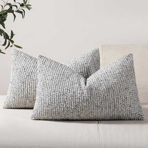 Striped Throw Pillow Covers 12x20 Set of 2 Blue Textured Boucle Chic Morden Boho Accent Farmhouse Rectangular Lumbar Decorative Couch Pillow Covers for Home Decor Bed Sofa Living Room - color: Blue, size: 20" x 12" (Pack of 2)