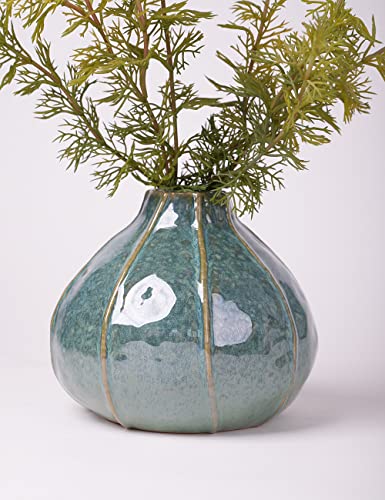HAUCOZE Ceramic Flower Vase Decorative Sculpture Modern Home Decor 6.3 Inch | Ceramic Handmade Gift Table Centerpiece Ornament for Dining Room Office Cafe - size: Medium