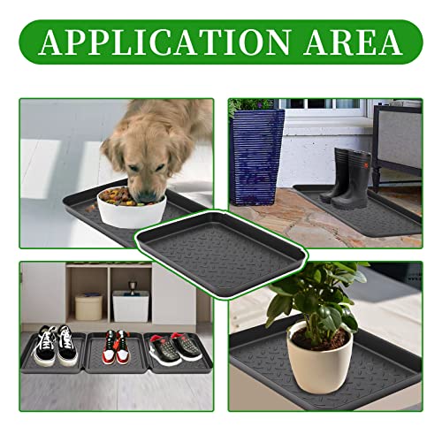 Anxingo 3 Pack (13.75 x 10.58 inches) Home Boot Tray Black Shoe Border Mat Heavy Duty Floor for Indoor Outdoor Pet Feeding Mat Rubber Shoe Mat-Trash Can Mat-Water Cooler Mat-Wet Shoe Mats