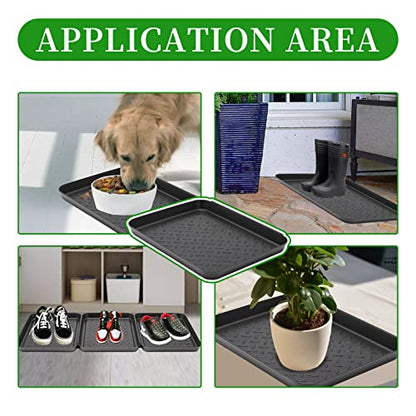 Anxingo 3 Pack (13.75 x 10.58 inches) Home Boot Tray Black Shoe Border Mat Heavy Duty Floor for Indoor Outdoor Pet Feeding Mat Rubber Shoe Mat-Trash Can Mat-Water Cooler Mat-Wet Shoe Mats