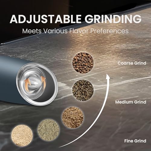 Battery Operated Salt And Pepper Grinder Set 2 Pack (Grey) | Gravity-Activated Automatic Grinder With Led Light & Adjustable Coarseness, Each Uses 6 Aaa Batteries,Kitchen Daily Seasoning - color: Battery/2pcs/Grey