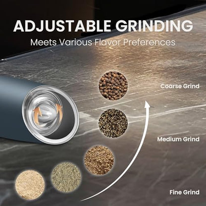 Battery Operated Salt And Pepper Grinder Set 2 Pack (Grey) | Gravity-Activated Automatic Grinder With Led Light & Adjustable Coarseness, Each Uses 6 Aaa Batteries,Kitchen Daily Seasoning - color: Battery/2pcs/Grey