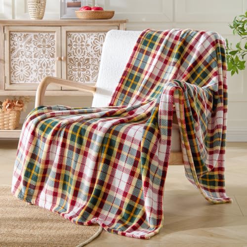 BEDELITE Plaid Fleece Throw Blanket, Christmas Tartan 50x60 Inches | 100% Polyester Microfibe, Soft Cozy, Lightweight Warm, Classic Plaid Pattern, Room Decor, Machine Washable, for Couch Bed - color: Christmas Tartan, size: Throw(50"x60")