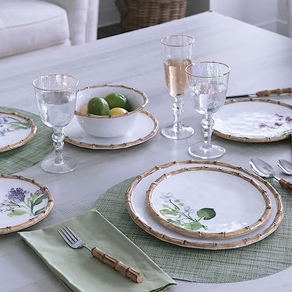 Beatriz Ball VIDA Bamboo Floral Salad Plates Set of 4 (White and Multi) - style: VIDA Bamboo Floral Salad Plates Set of 4 (White and Multi)