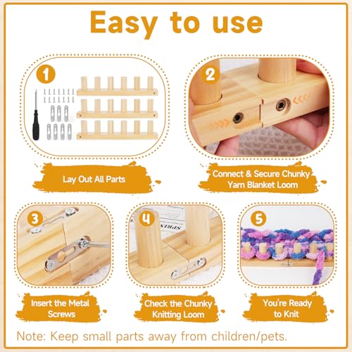 Aeelike Chunky Blankets Loom Kit for Knitting,No Need Hooks,Wooden 39 inch | Portable Adjustable Size, Detachable Modular Design,Wooden Weaving Frame for Thick Yarn,Affordable,Stress Relief Gift - size: 39 IN