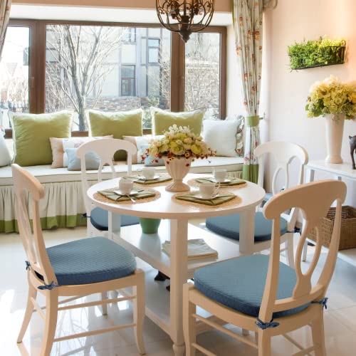 BUYUE Luxury 100% Pure Memory Foam Chair Cushion 1 Pack, Jacquard 16" U-Shape Comfortable Dining Chair Pad, Removable Slip Resistant Kitchen Chair Seat Cushion, (1 Piece, Sky Blue) - color: Sky Blue