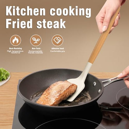 Silicone Cooking Utensils Set, Silicone Utensils for Cooking, 446° Heat Resistant Kitchen Utensil Silicone Spatula Sets, Kitchen Gadgets for Non-Stick Cookware BPA FREE (Cream White) - color: Cream White