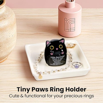 PUDDING CABIN Cat Gifts for Women Ring Holder for Jewelry, Spiritual Encouragement Gifts for Women Mom Friend Sister, Gifts for Black Cats Lovers, Birthday Mothers Day Christmas & Wedding - style: Black Cat