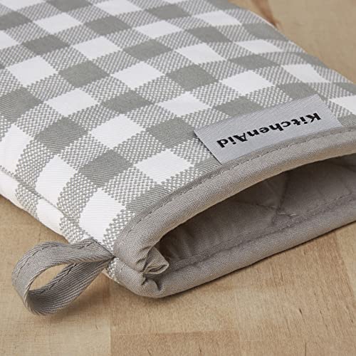 KitchenAid Gingham Mini Oven Mitt 2-Pack Set, Grey, 5.5"x8" - color: Gray