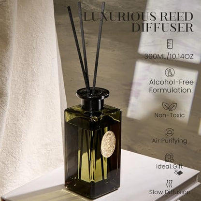 M&SENSE 10.14 oz Large Reed Diffuser Set | Bamboo Scent Oil Diffuser with Sticks | Hotel Collection Non-Toxic Essential Oil |for Bedroom Bathroom Living Room - color: Bamboo, size: 300ml