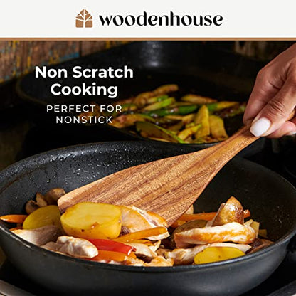 Wooden Spoons for Cooking, Teak Wood Kitchen Utensil Set – Multipack | Comfortable Grip, Non-Stick, Food-Safe & Easy to Clean Natural Cookware - size: 6 piece set