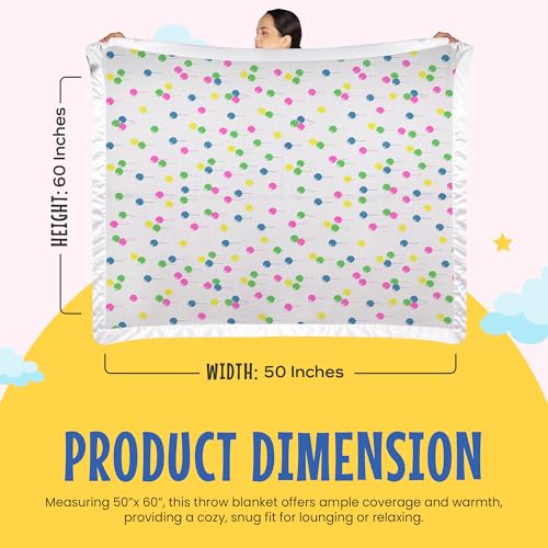 Thermal Knit Throw Blanket Satin Trim Pastel Balloon 50"x60" | Adult throw blanket with soft lightweight waffle knit design, satin trim & breathable layer for couch, bed & living room use. - color: Pastel Balloon Multi - Satin Trim