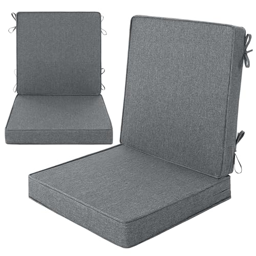 Outdoor Chair Cushions Set of 2, 18 x 16.5 Inch, Dark Grey | Water-Resistant, Fade-Resistant, Patio Furniture Dining Chair Seat Replacement with Mid Back, Ties Zipper, Removable Cover - color: Dark Grey, size: 18" x 16.5" 2 Pack