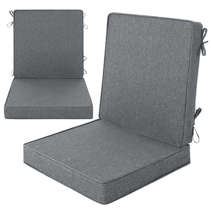 Outdoor Chair Cushions Set of 2, 18 x 16.5 Inch, Dark Grey | Water-Resistant, Fade-Resistant, Patio Furniture Dining Chair Seat Replacement with Mid Back, Ties Zipper, Removable Cover - color: Dark Grey, size: 18" x 16.5" 2 Pack