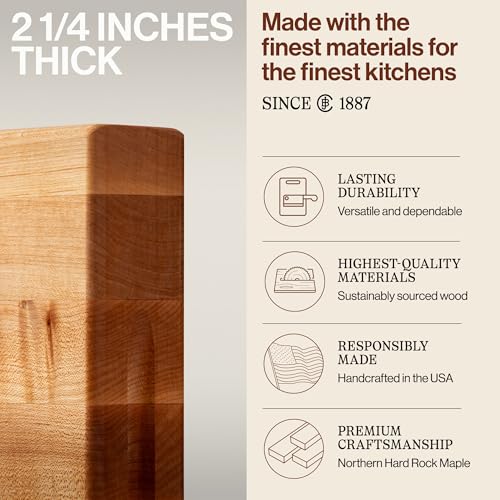 John Boos RA-Board Series Rectangular Wooden Maple Cutting Board 18”x12” – 2.25” Thick, 13-lb Reversible Butcher Block with Edge-Grain & Finger Grips – Made in the USA - color: Maple, size: 18"L x 12"W