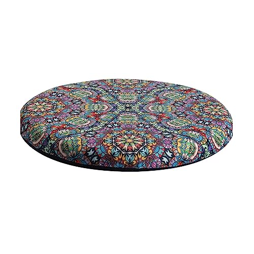 13" Round Chair Cushion Memory Foam Seat Cushion Circle Bar Stool Cushion | Anti Slip Round Chair Pads Fabric Detachable Barstool Cushion Cover Small Round Cushion for Dining Chairs High Stools Pattern - color: Colorful Pattern, size: 13 Inch Round