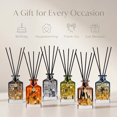 Reed Diffuser Set,Jasmine Mint Luxury Scented Diffuser with Sticks Long Lasting Home Fragrance for Bathroom Shelf Decor 6.09 fl oz (180ml)