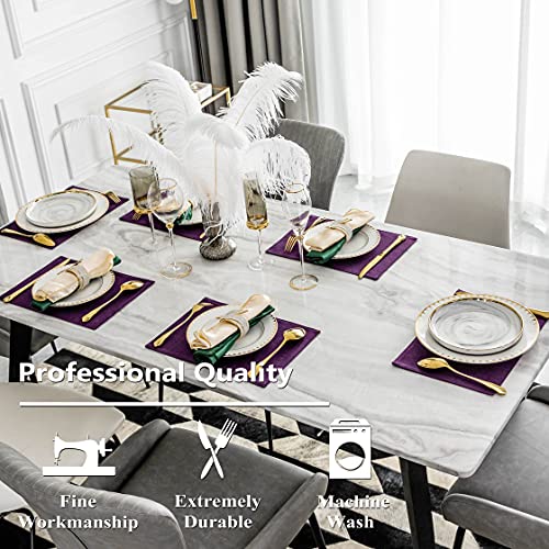 Home Brilliant Cloth Placemats Set of 4 Heat Resistant Dining Table Place Mats for Kitchen Table, 13 x 19 inches, Purple - color: Purple, size: Placemats 13" x 19", Set of 4