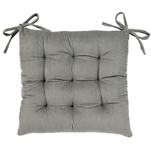HLOVME Corduroy Chair Cushion with Ties Ultra Soft Warm Floor Cushion for Kids Reading Nook Comfortable Square Seat Cushion for Adult 15.7”x15.7”, Grey - color: Grey, size: 1 Count (Pack of 1)