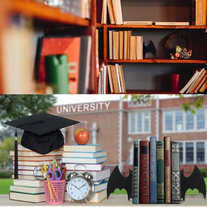 Metal Bat Bookends Set of 2 Styles Gothic Book Ends for Shelves Bookshelf Home Office Desk Bookshelf Decor Gift for Lovers and Reading Enthusiasts - style: Bat