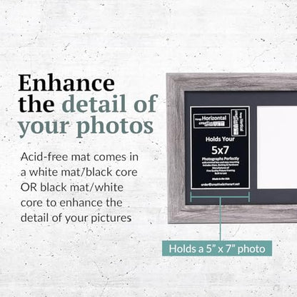 Creative Letter Art 2 Opening Driftwood Picture Frame with Glass to hold 5 by 7 inch Photographs including 10x12-inch Black Mat Collage - color: 2 opening, size: Driftwood w/ Black