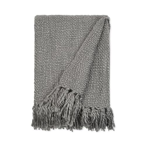 Merit Linens Slub-Yarn Throw Blanket - One Size Gray - color: Basketweave Gray