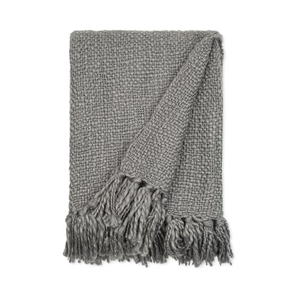 Merit Linens Slub-Yarn Throw Blanket - One Size Gray - color: Basketweave Gray