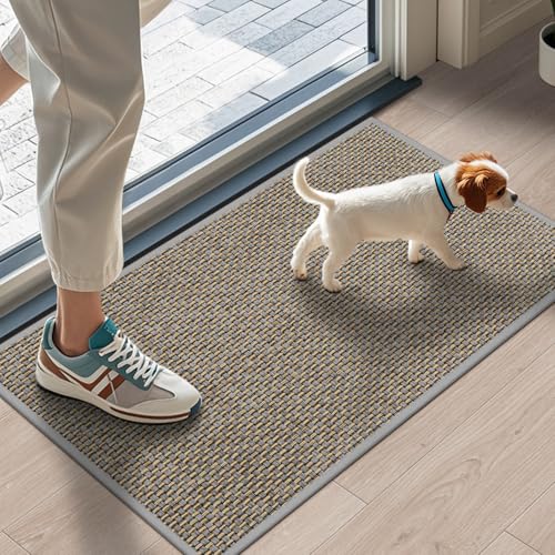 Door Mat Indoor Entrance 17"x29", Ultra Thin Indoor Door mat, Absorbent Washable Entryway Doormats, Low-Profile Dirt Trapper Doormat Entry Inside Door Mats Front Floor Mats, Grey - color: Grey, size: 43x75cm