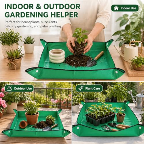 Thickened Waterproof Reusable Garden Mat, 20"X20" Plant Repotting Pad for Soil Changing, Indoor Outdoor Planting, Mess-Free Transplanting Tray, Gardening Gifts for Plant Lovers