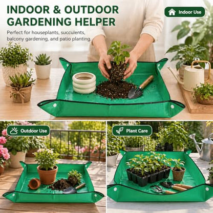 Thickened Waterproof Reusable Garden Mat, 20"X20" Plant Repotting Pad for Soil Changing, Indoor Outdoor Planting, Mess-Free Transplanting Tray, Gardening Gifts for Plant Lovers