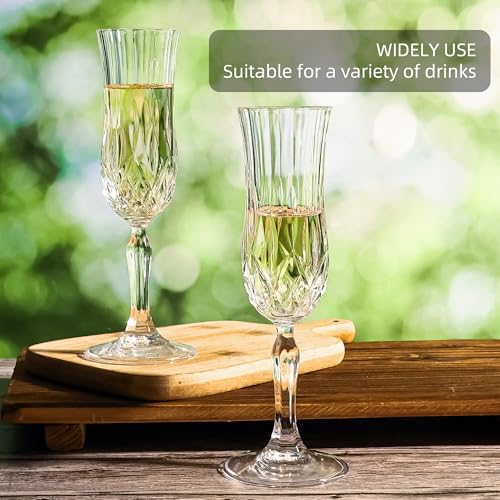 Champagne Flutes Set of 12, 4 oz Vintage Champagne Glasses with Cut Design | Elegant Stemware for Champagne, Prosecco, Mimosa, Dishwasher Safe, Ideal for Weddings, Parties, and Home Use