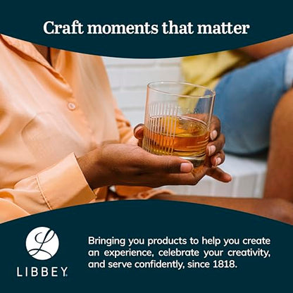 Libbey Cut Cocktails Rocks Glasses Set, Clean, Linear Glassware Drinking Glasses Set of 4, Dishwasher Safe Glasses for Weddings, Birthdays, and More - color: Passage Rocks