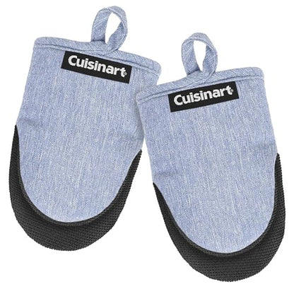 Cuisinart Mini Oven Mitts, 2-Pack, Neoprene Grip, Heat Resistant 350F | Cotton-lined, non-slip neoprene palm, ambidextrous design, ideal for smaller hands and everyday cooking - color: Light Blue