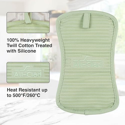 All-Clad Premium Pot Holder & Heating Pad, (2-Pack) Heat Resistant to 500 Degrees, 100% Cotton 10"x6.25" for Kitchen and Barbeque, Fennel - color: Fennel, size: 2 Pack