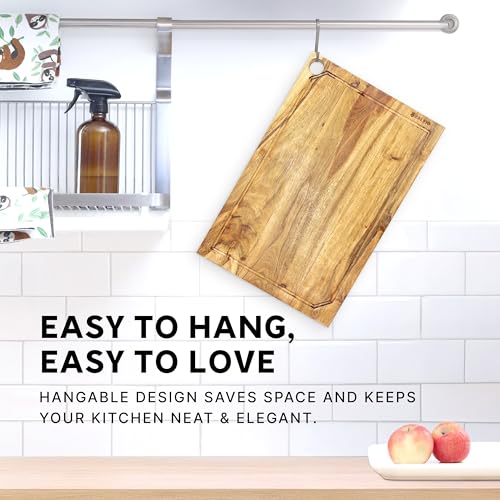 Zalvio Acacia Wood Cutting Board – Large Reversible Butcher Block with Juice Groove | Heavy-Duty Chopping Board for Meat, Cheese, Vegetables & Serving Tray